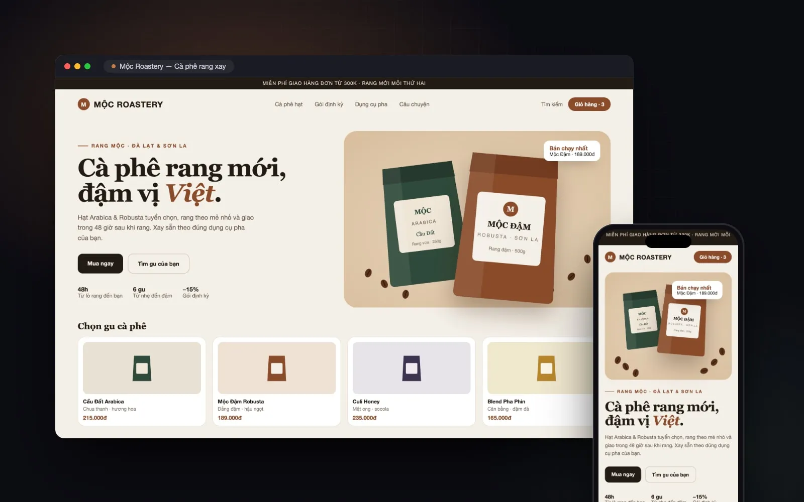 Mộc Roastery — Website bán hàng