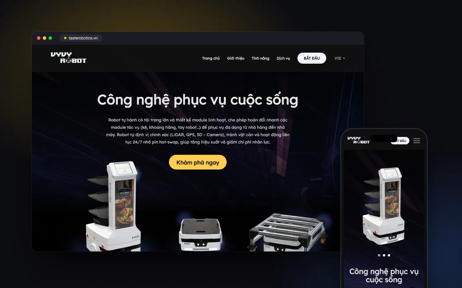 VyVy Robot — Website sản phẩm · Robotics